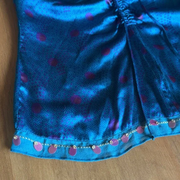 Vintage Laundry By Shelli Segal Blue tank with pink Accents medium side zip silk - Picture 4 of 9